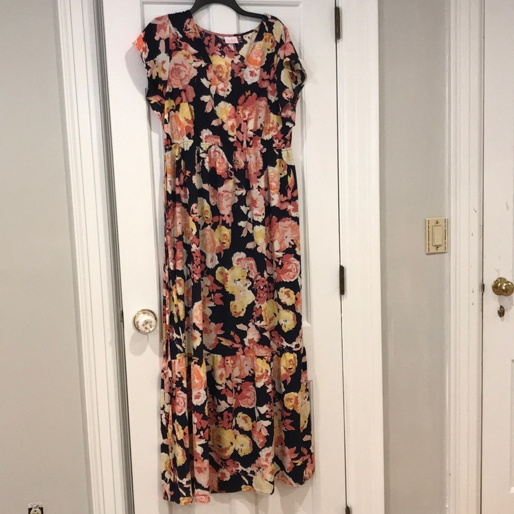 Floral, long, maternity dress